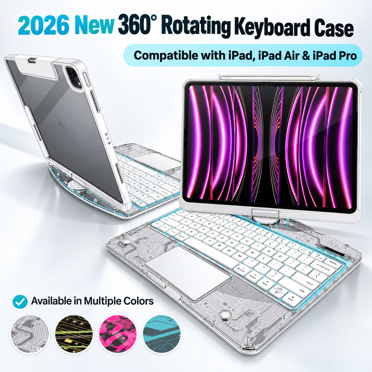 Clear View Full Rotating iPad Keyboard Case · Mavigadget