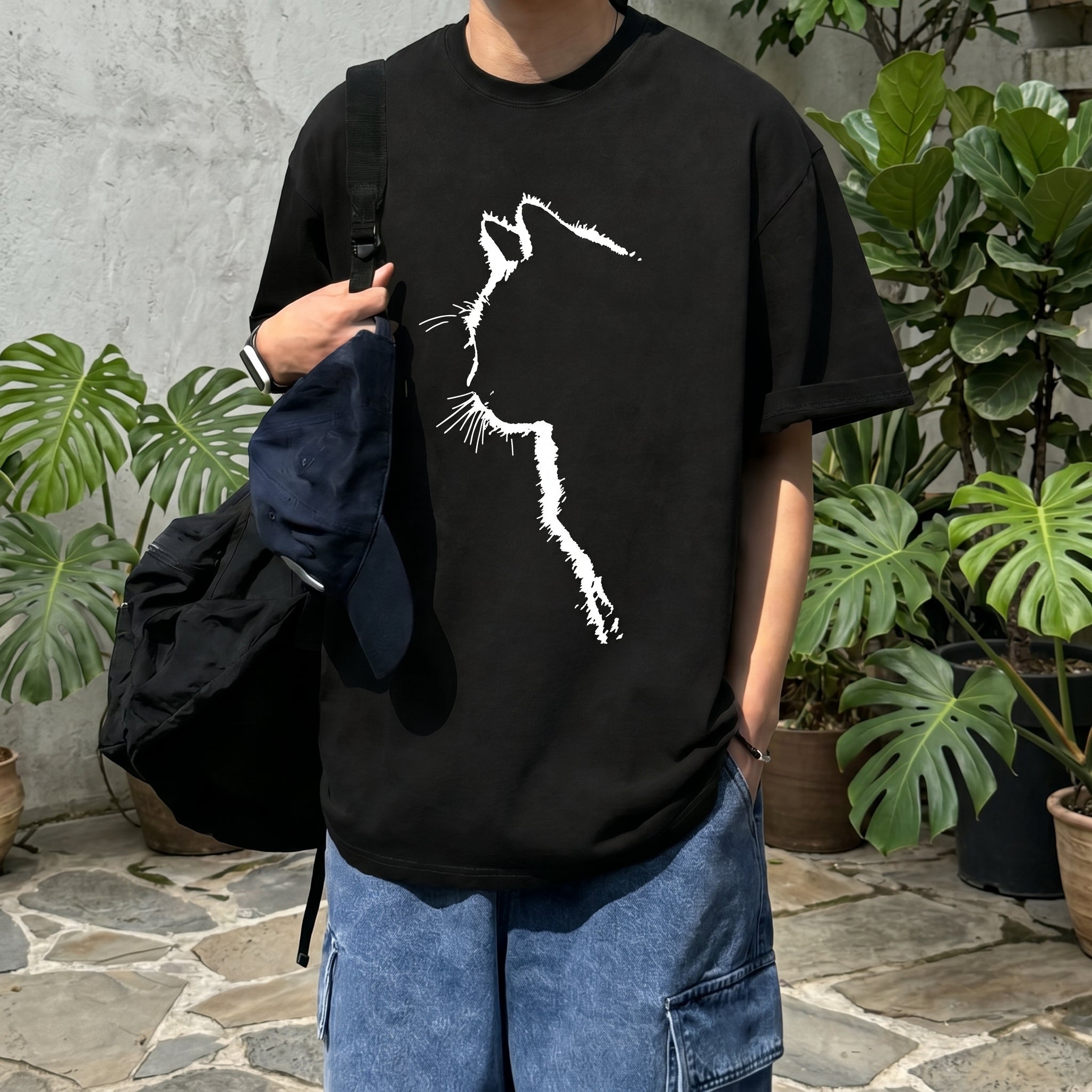 Cat Line Abstract T-Shirt - Image 0