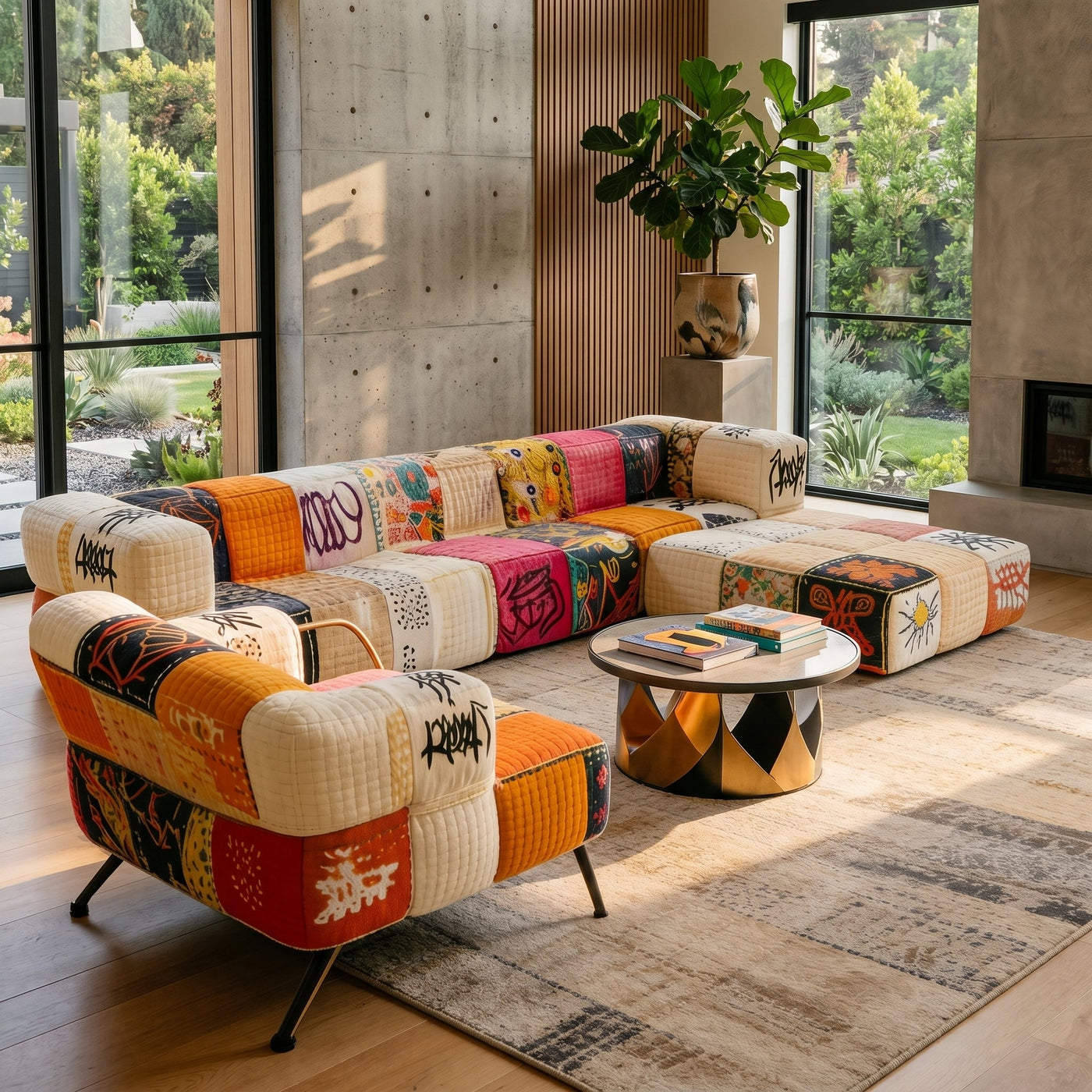 Bohema Artistic Patchwork Sectional Living Sofa - Image 1