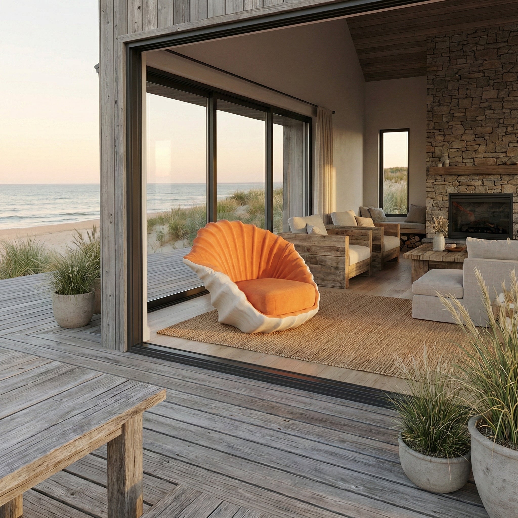 Seashell Accent Artistic Lounge Chair - Image 4