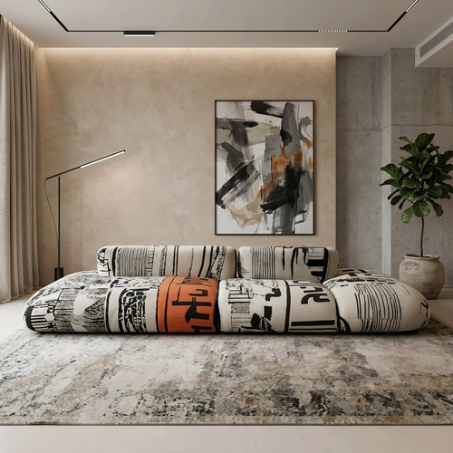 Art Sketch Kanji Bold Typography Modular Cloud Sofa - Image 0