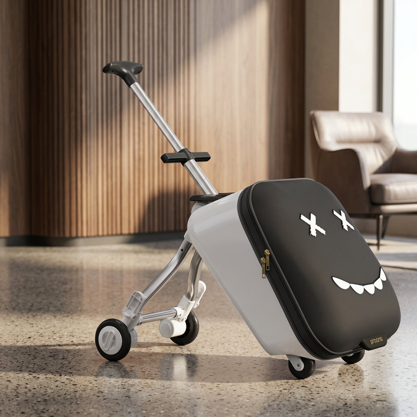Hop On Kids Ride-On Travel Suitcase Stroller - Image 1