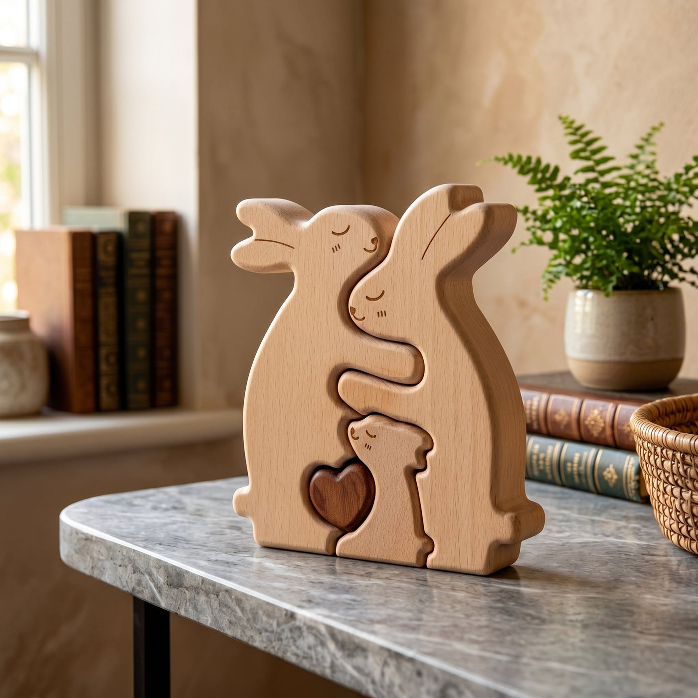 Bunny Family Wooden Puzzle Home Decor - Image 1
