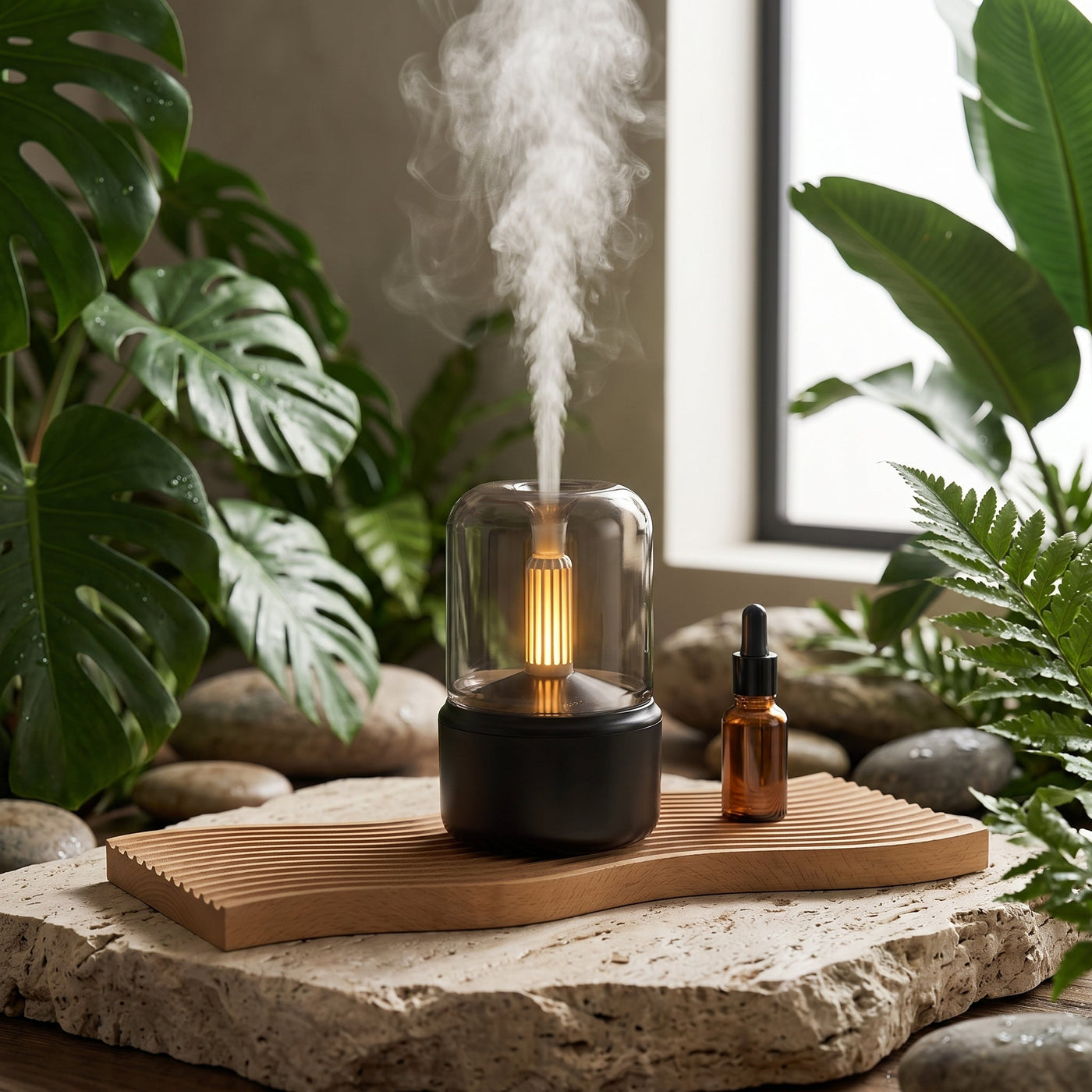 Modern Glass Dome Flame Effect Air Humidifier - Image 2
