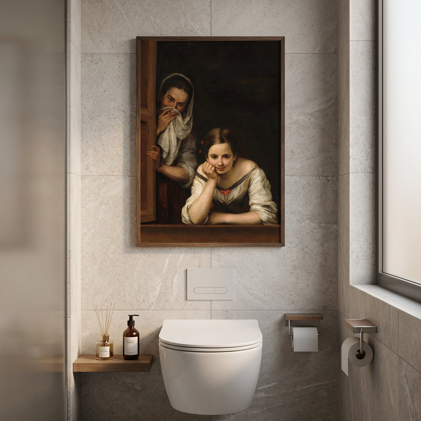 Restroom Renaissance Quirky Parody Bathroom Art Poster - Image 1