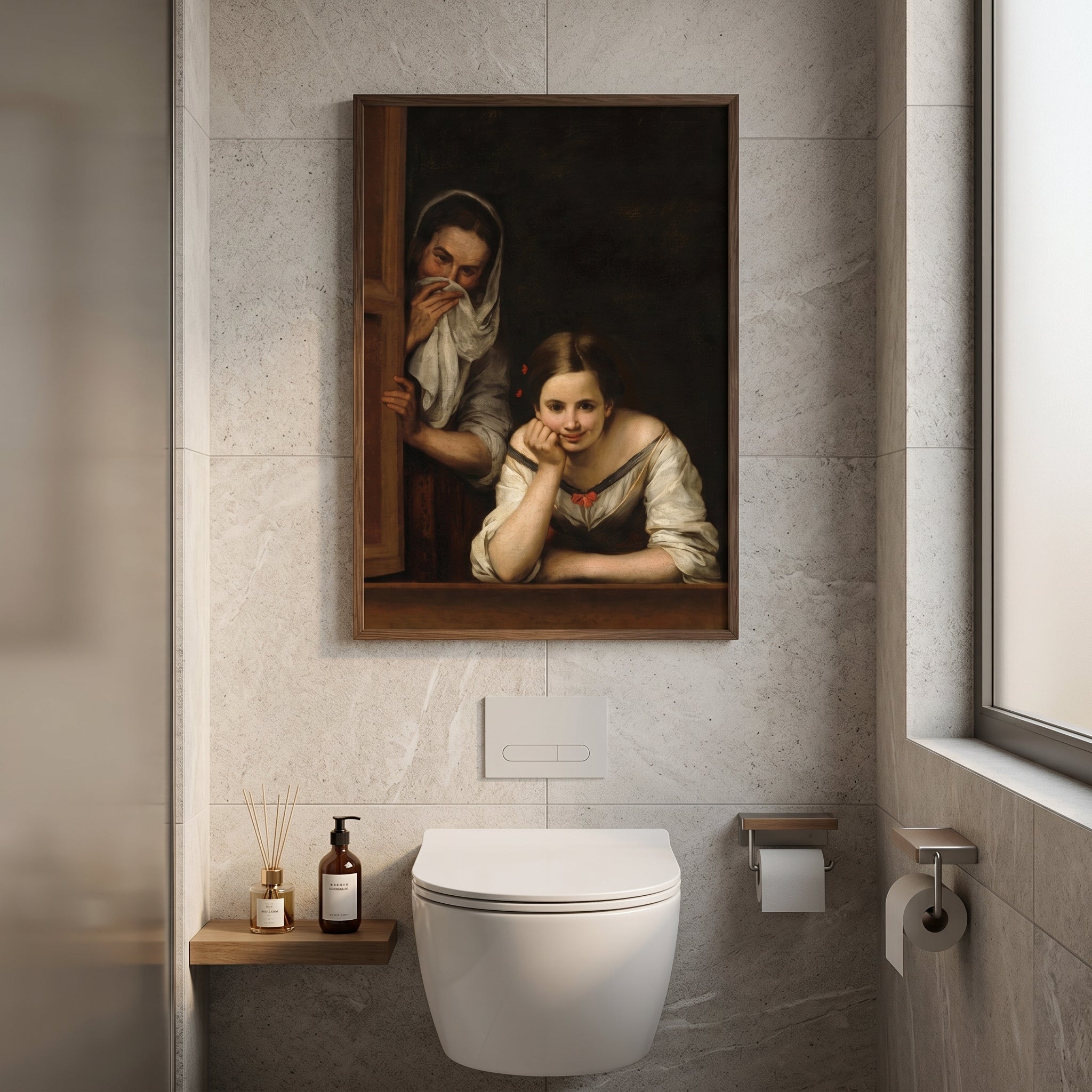 Restroom Renaissance Quirky Parody Bathroom Art Poster - Image 1