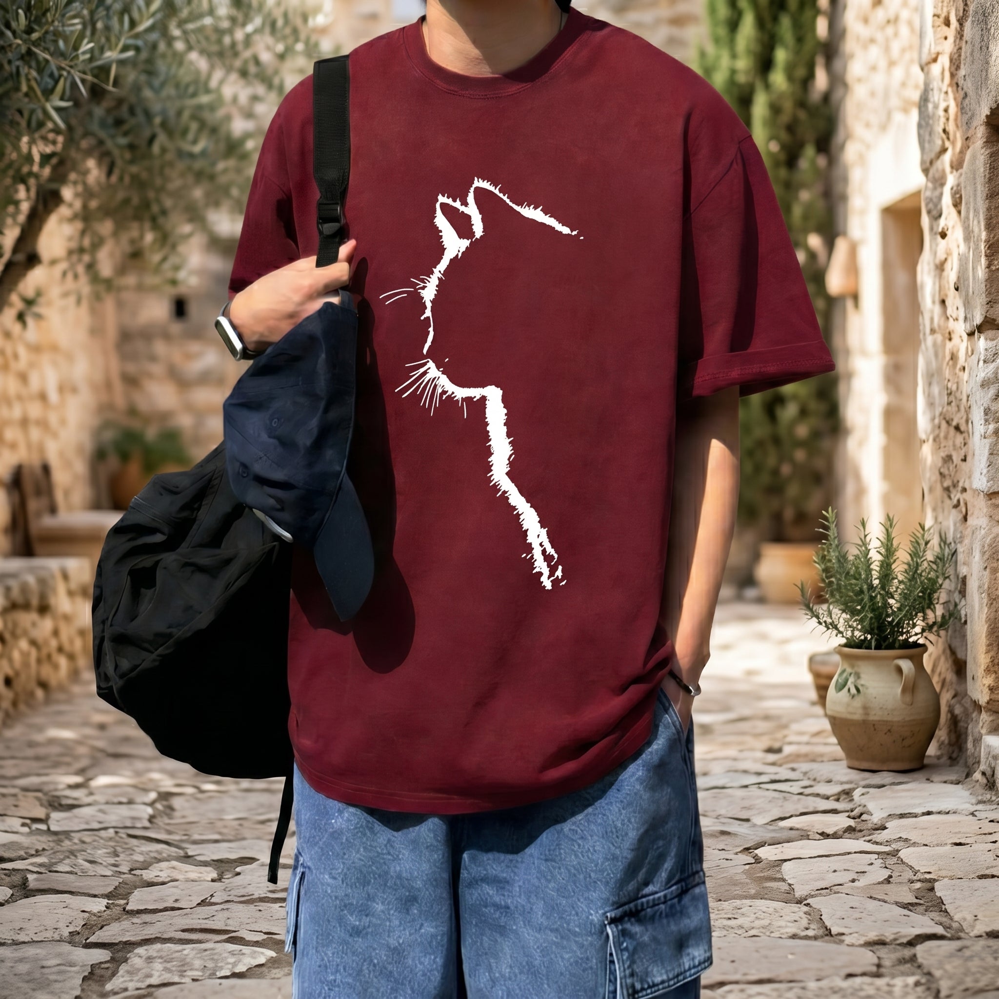 Cat Line Abstract T-Shirt - Image 3