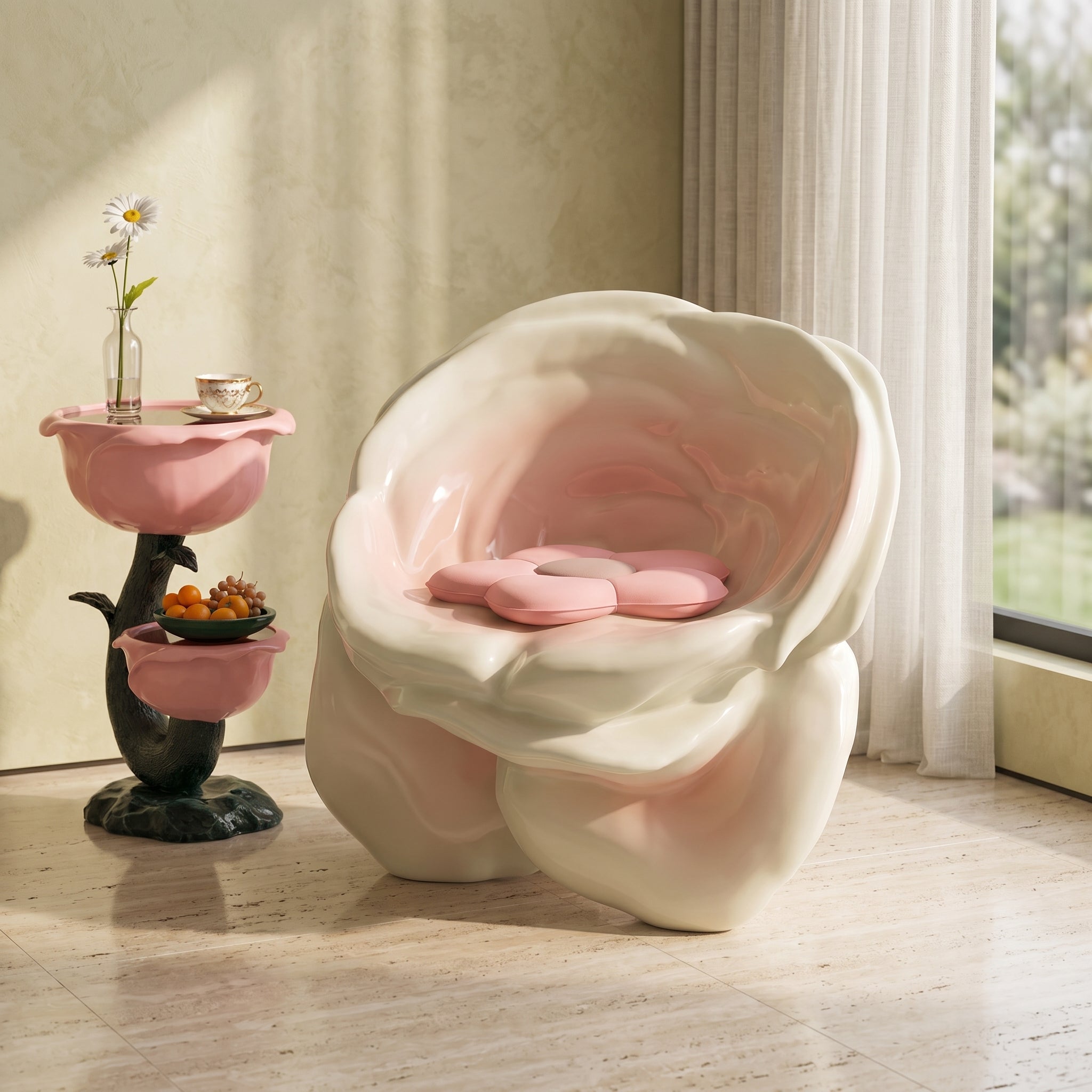 Artistic Rose Shape Accent Sculptural Chair - Image 4