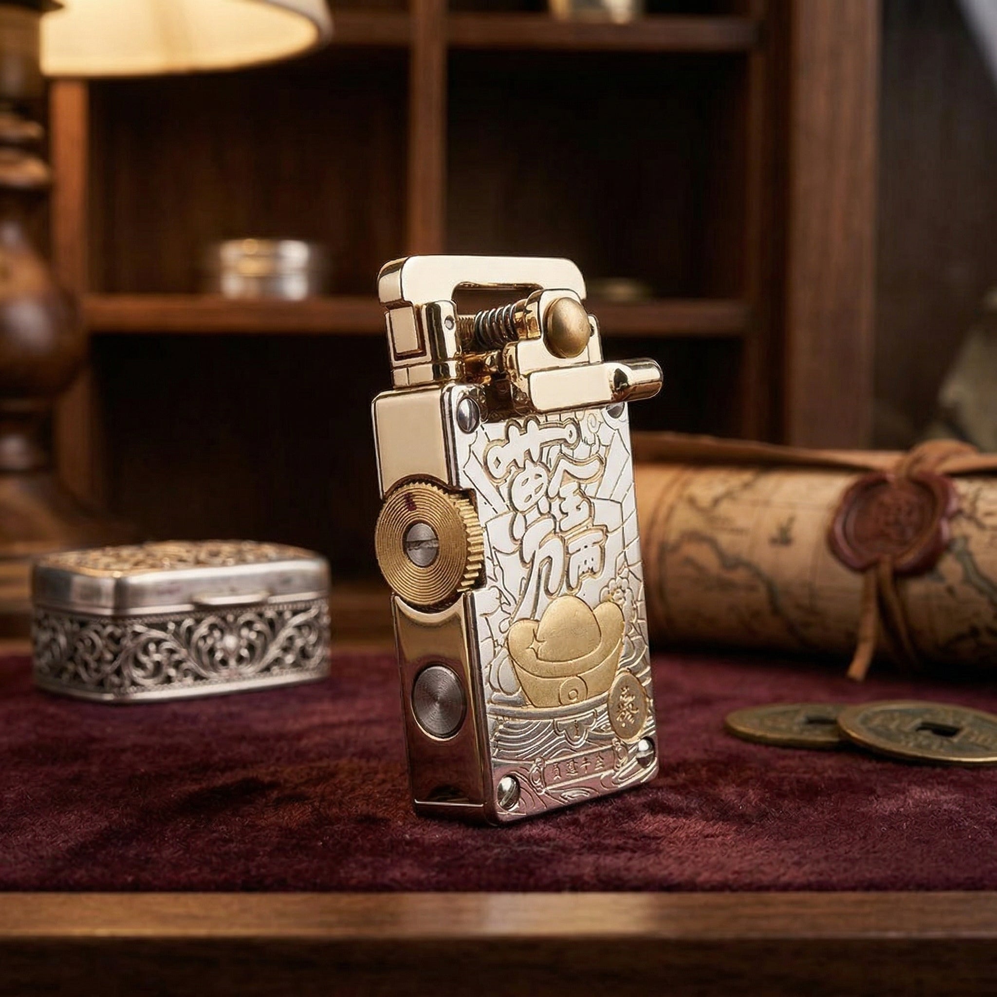 Ottonara Hand-Engraved Vintage Brass Windproof Lighter - Image 6