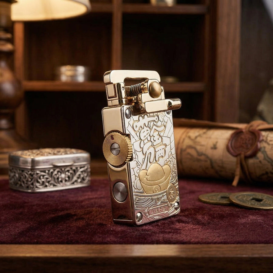 Ottonara Hand-Engraved Vintage Brass Windproof Lighter - Image 6