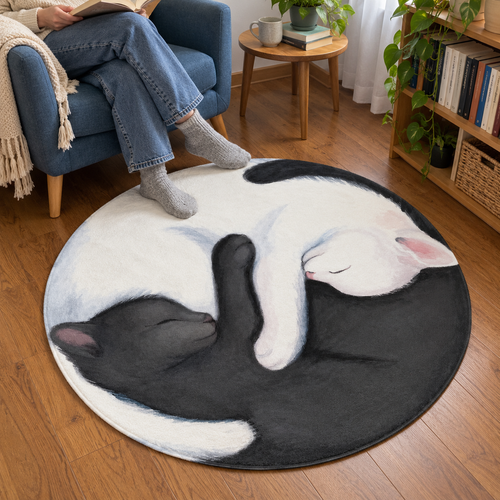 Yin Yang Cats Rug