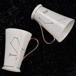 White And Gold Ceramic Coffee mugs with Zodiac Signs