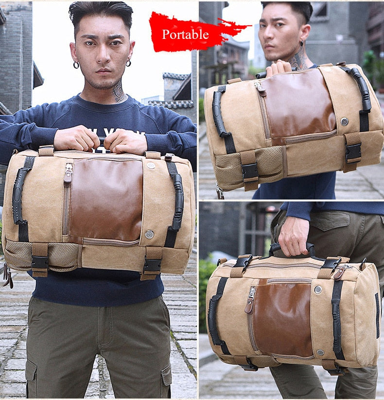 Men Canvas Multifunctional Travel Backpack - Image 2