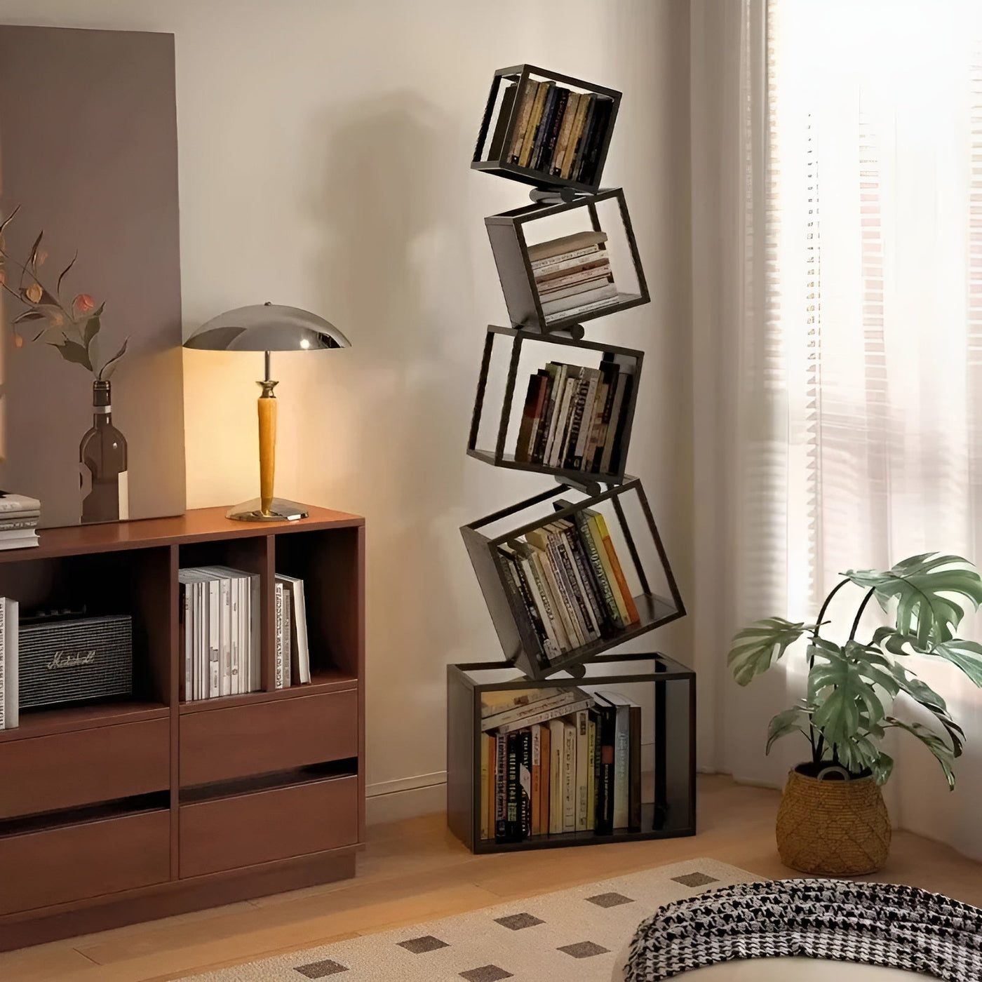 Irregular Art Iron Corner Display Bookshelf - Image 3