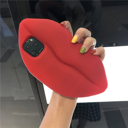 3D Big Red Lip Mouth Kiss Soft Silicone Shoulder Iphone Cases - Image 0
