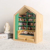 Wooden Library House Reading Nook Miniature - Image 1