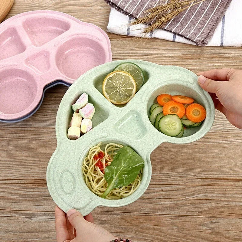 Baby Bowls Cartoon Car Kids Food Plate Tableware