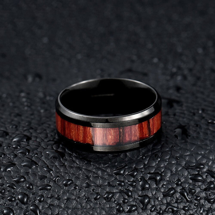 Titanium Stainless High Polished Red Woodiness Rings - Image 2