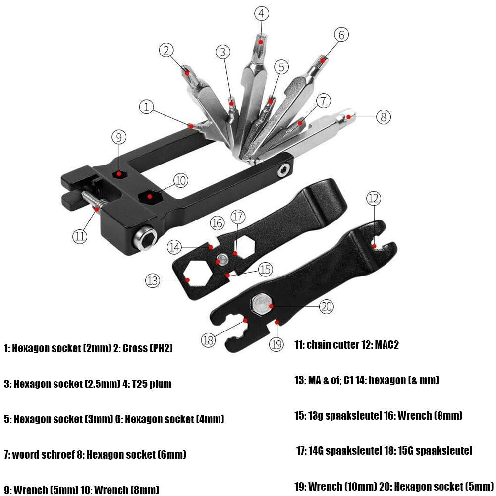 20in1 Bicycle Repair Tool Set