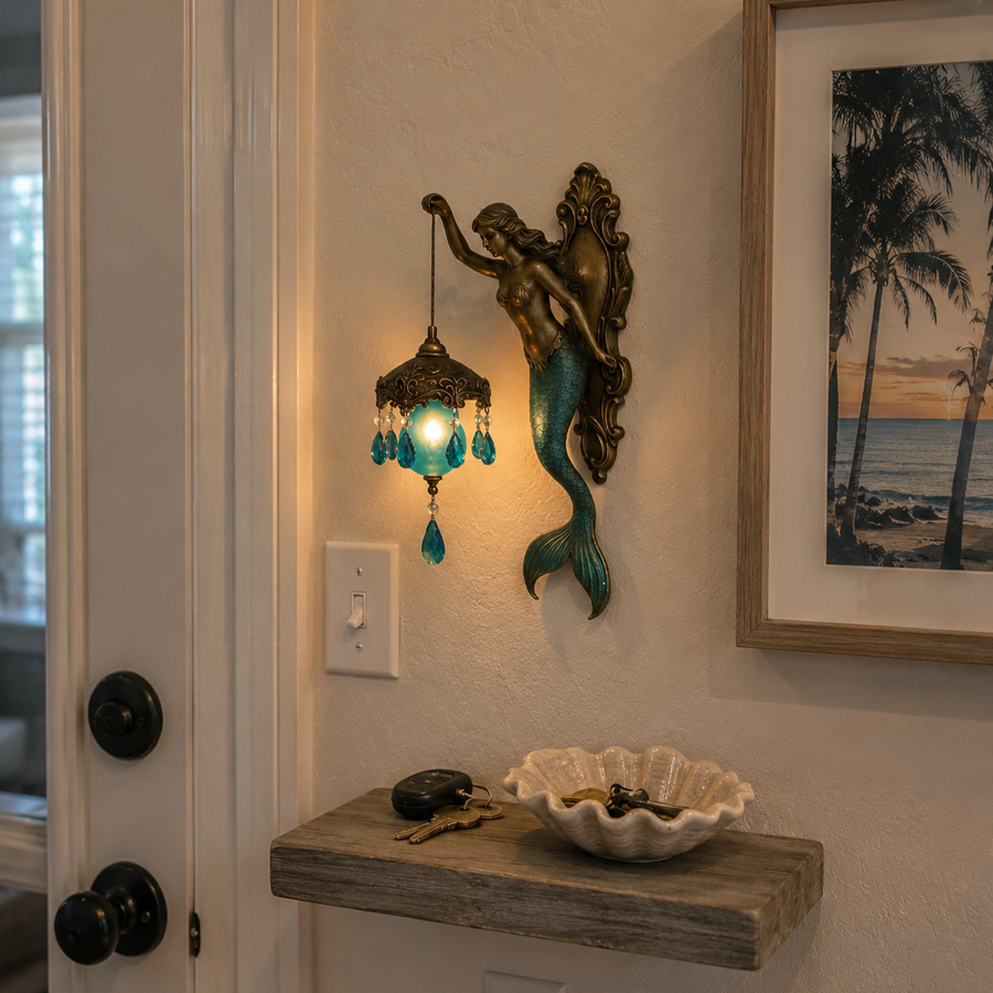 Sea Whisper Vintage Mermaid Themed Wall Lamp Decor - Image 2