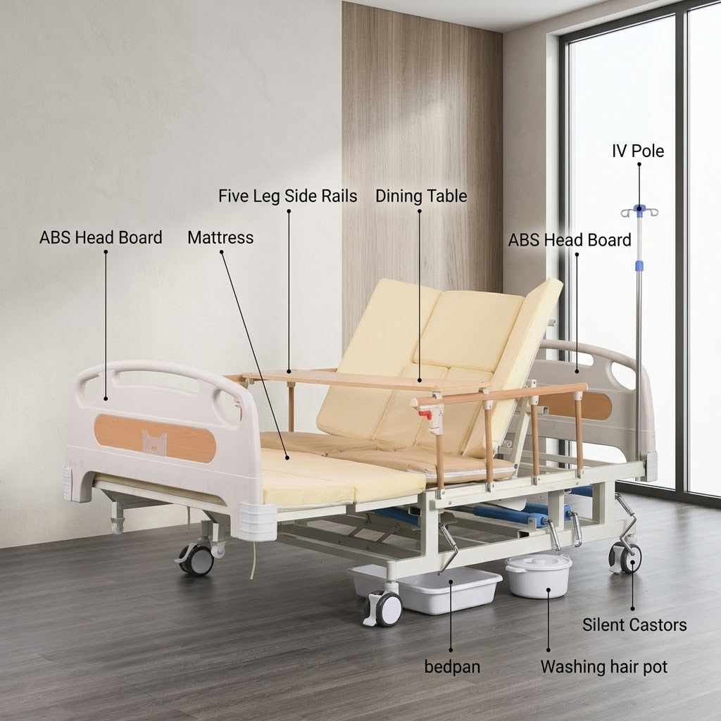 Caregiver Multi-Position Adjustable Nursing Care Hospital Bed