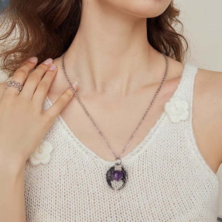 Creative Eagle Wings Feather Glowing Ball Necklace - Image 1
