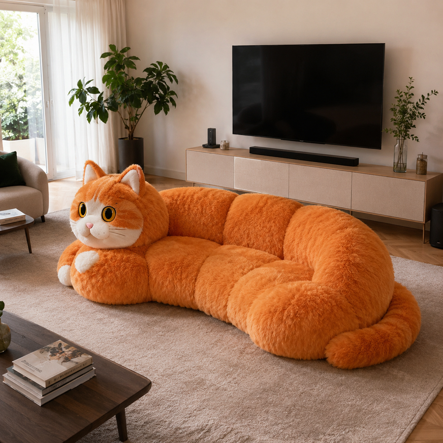 Giant Cat Plush Lounge Sofa Bed