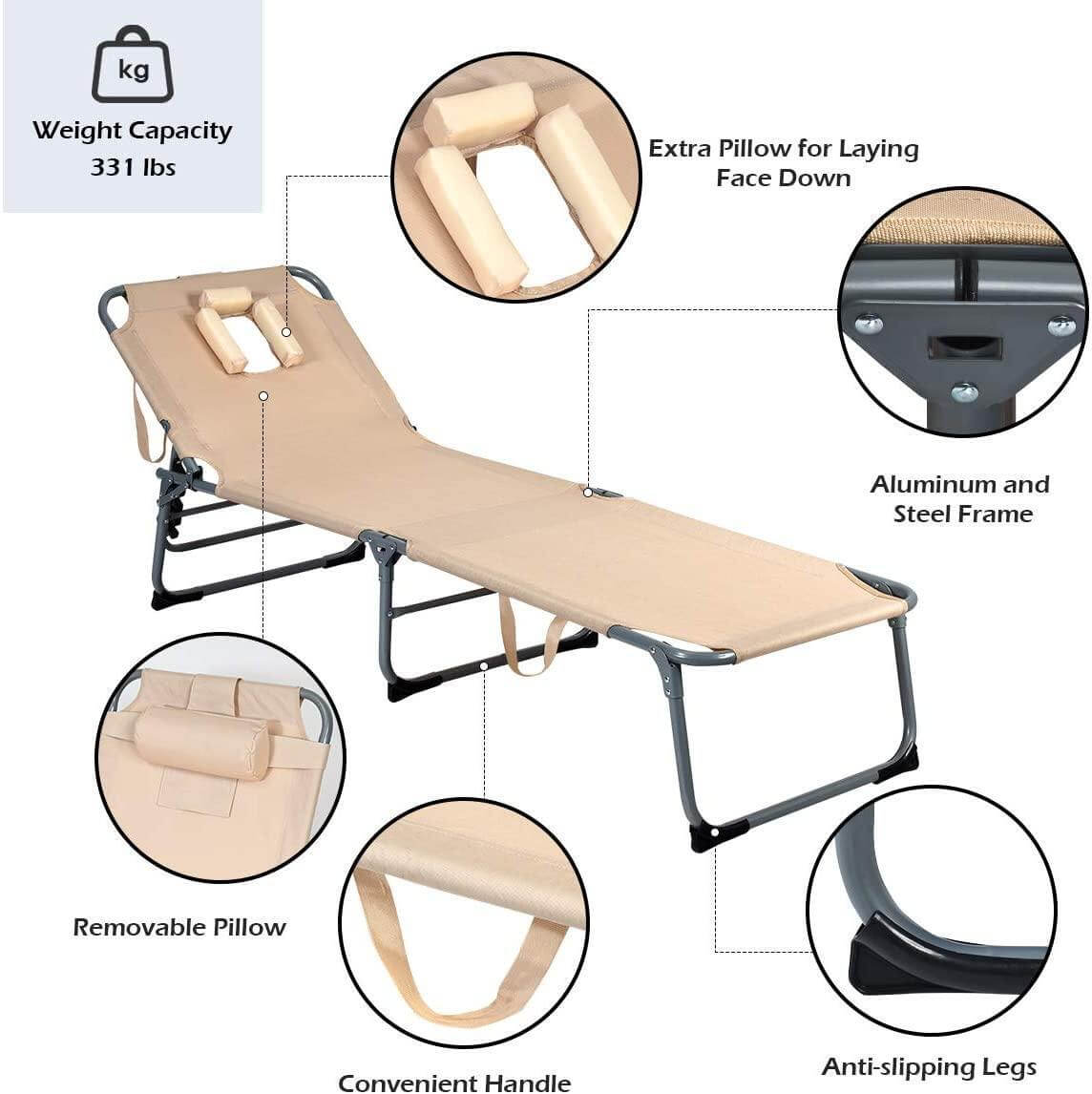 Adjustable Lounge Chair with Face Hole