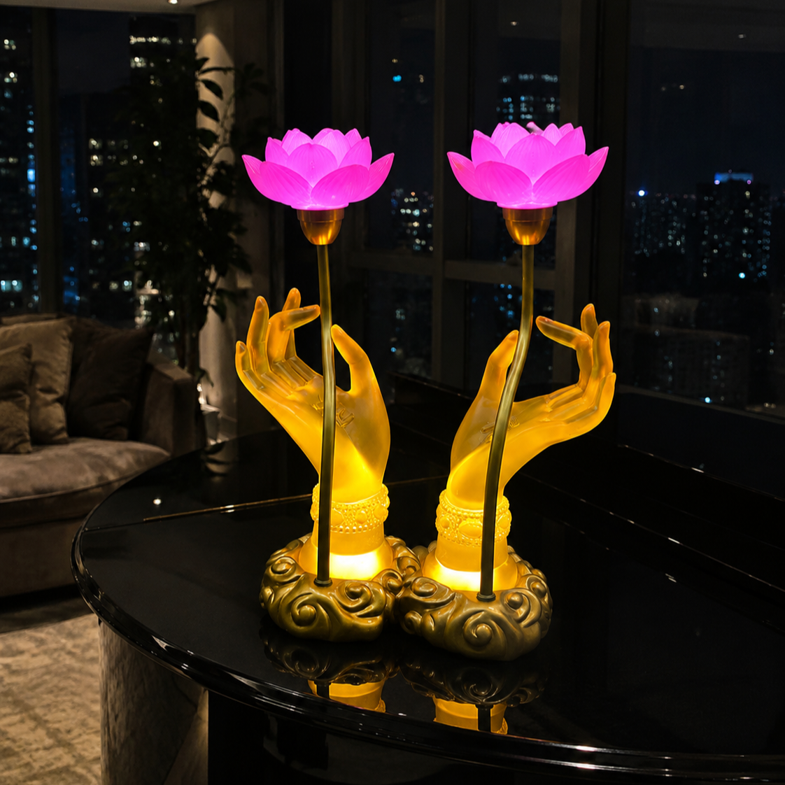 Sacred Lotus Hand Crystal Lamp - Image 3