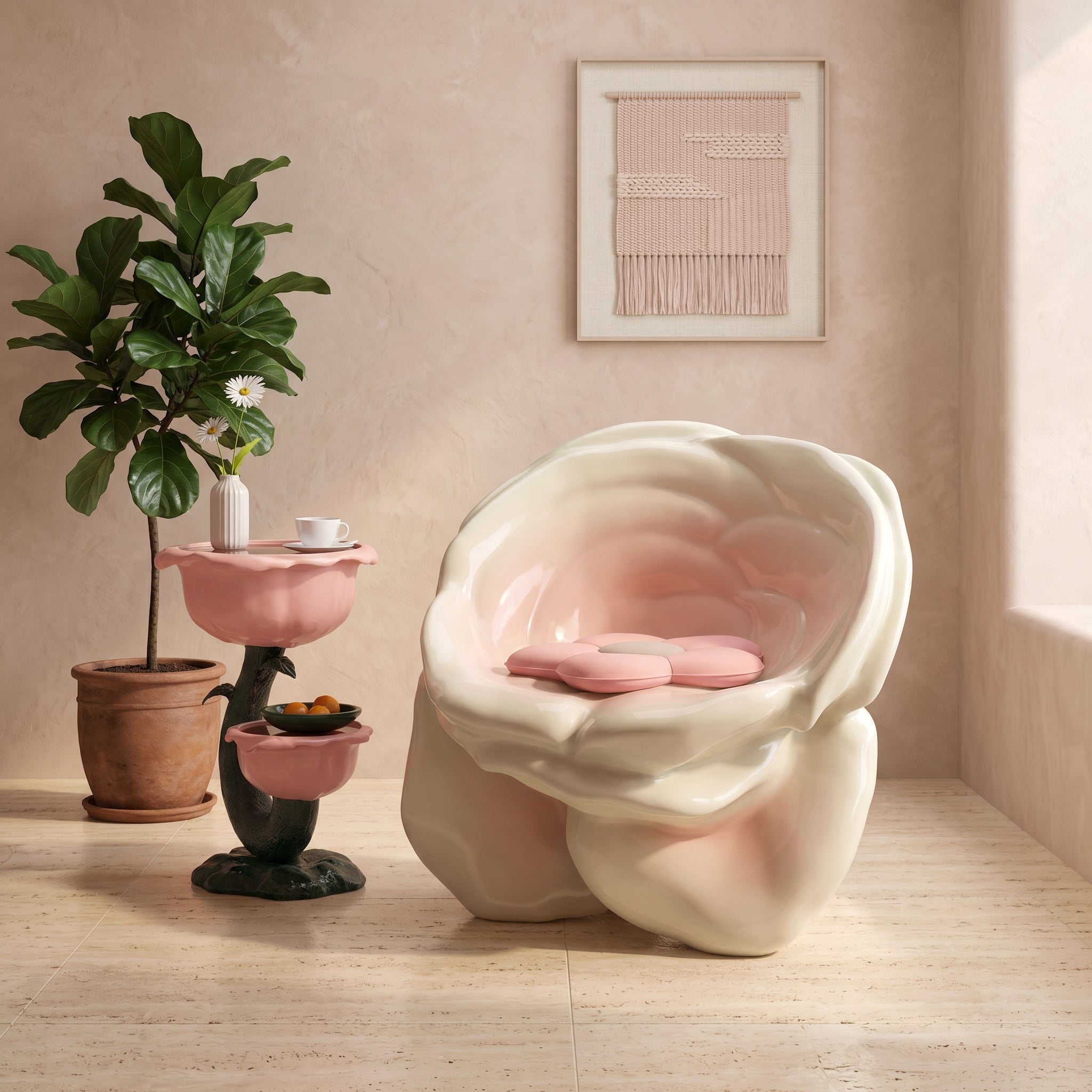Artistic Rose Shape Accent Sculptural Chair - Image 2