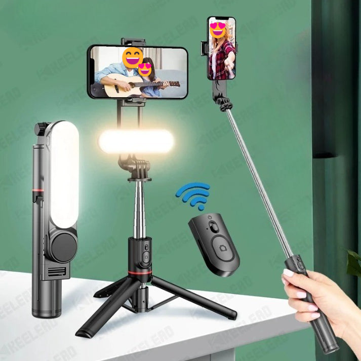 Ultra Foldable Built-In Lighting Selfie Stick Tripod - Image 0