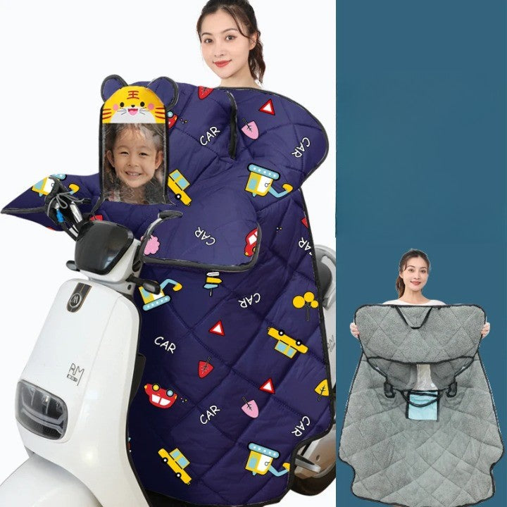 Warm Ride Thick Two-Person Motorcycle Wind Shield Coat - Image 6