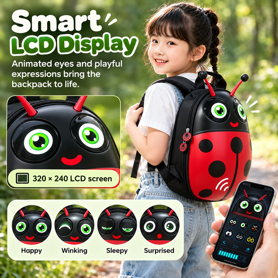Zainetto per Bambini con Schermo LED a Forma di Coccinella