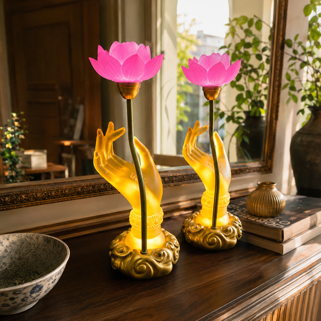 Sacred Lotus Hand Crystal Lamp - Image 2