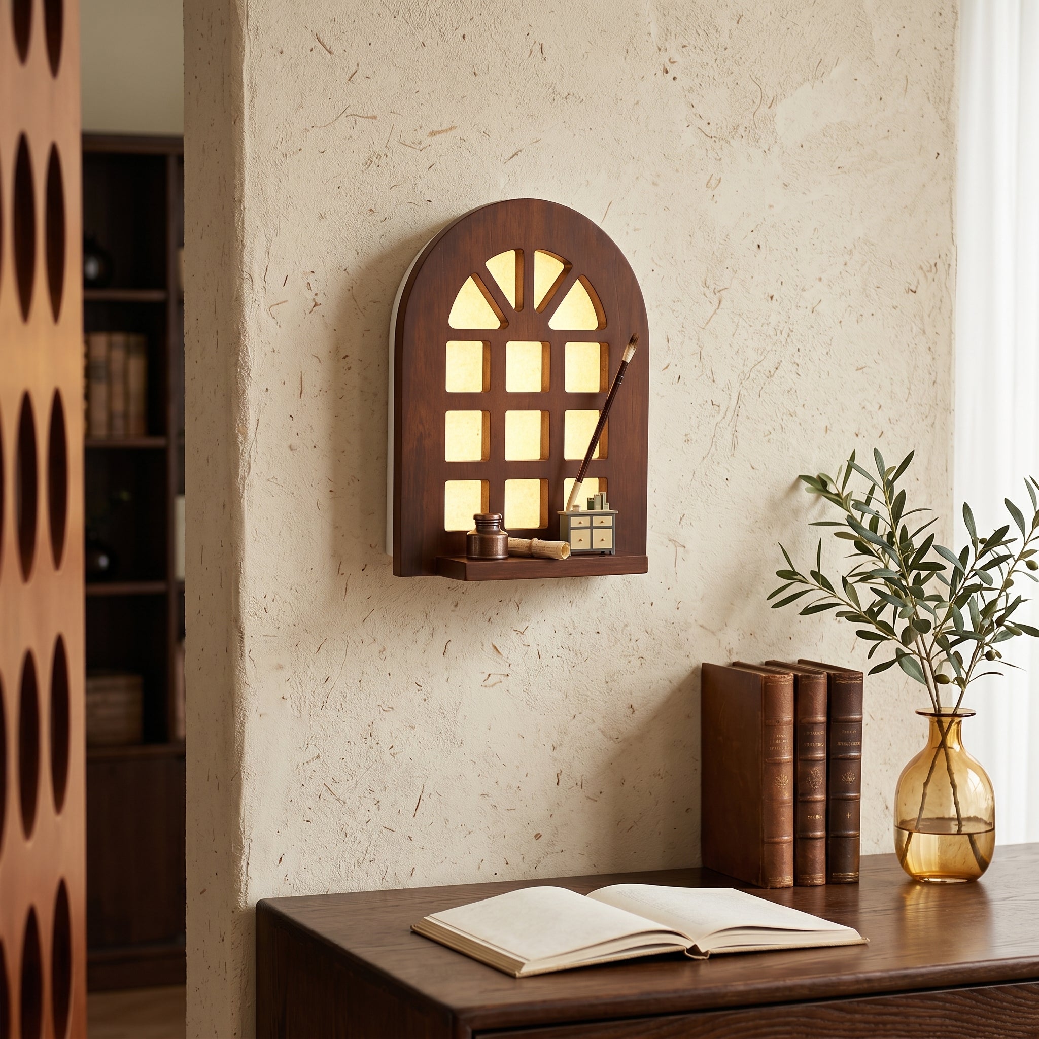 Warm Glow Arch Window Shelf Lamp - Image 1