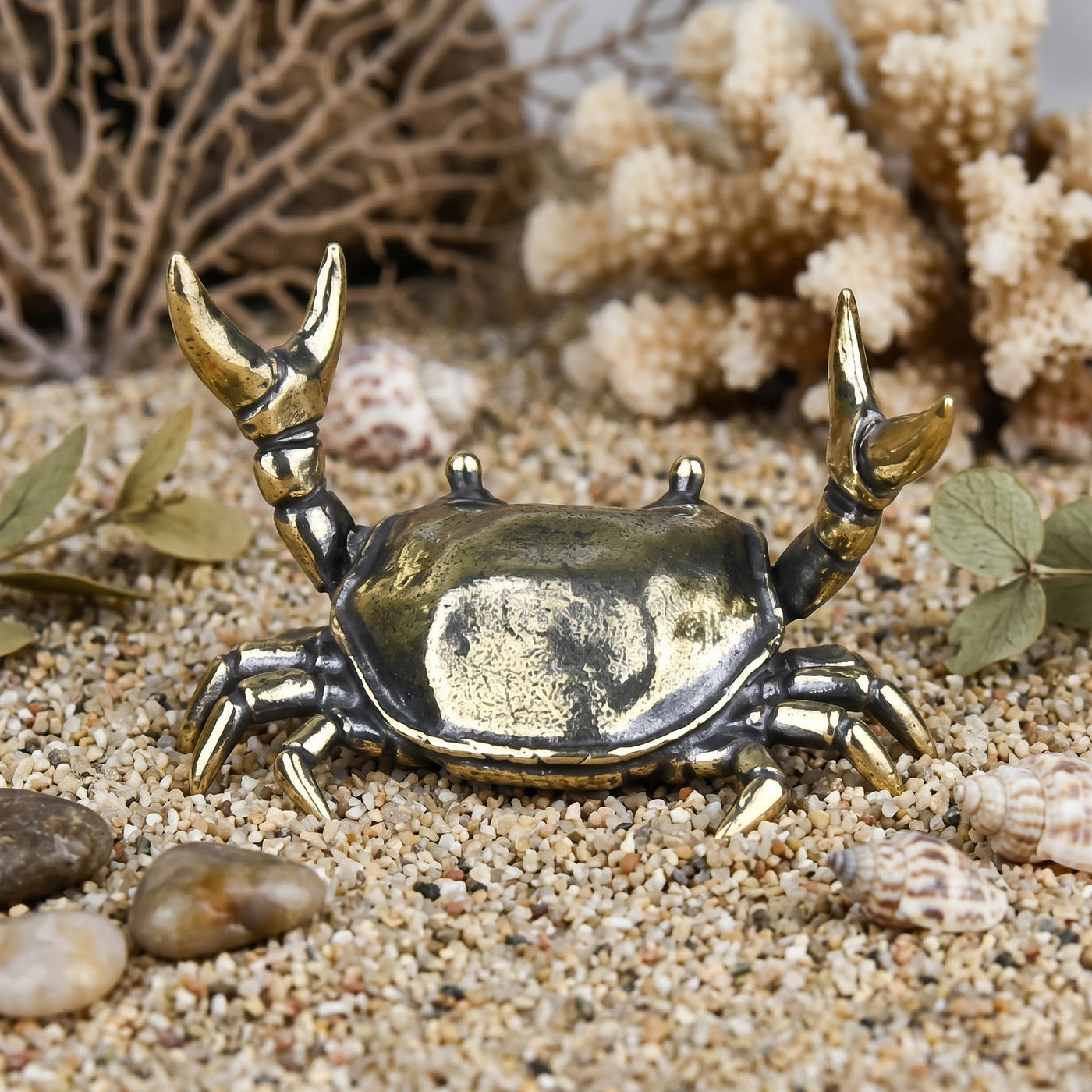 Coastal Crab Sculpture Vintage Desktop Statue - Image 1