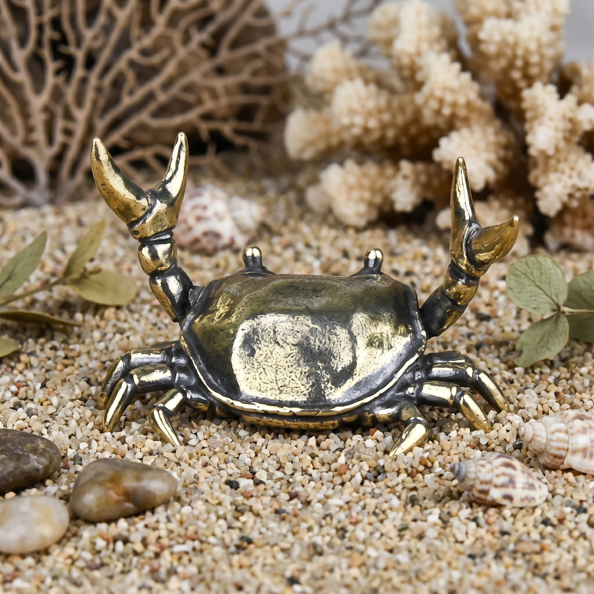 Coastal Crab Sculpture Vintage Desktop Statue - Image 1