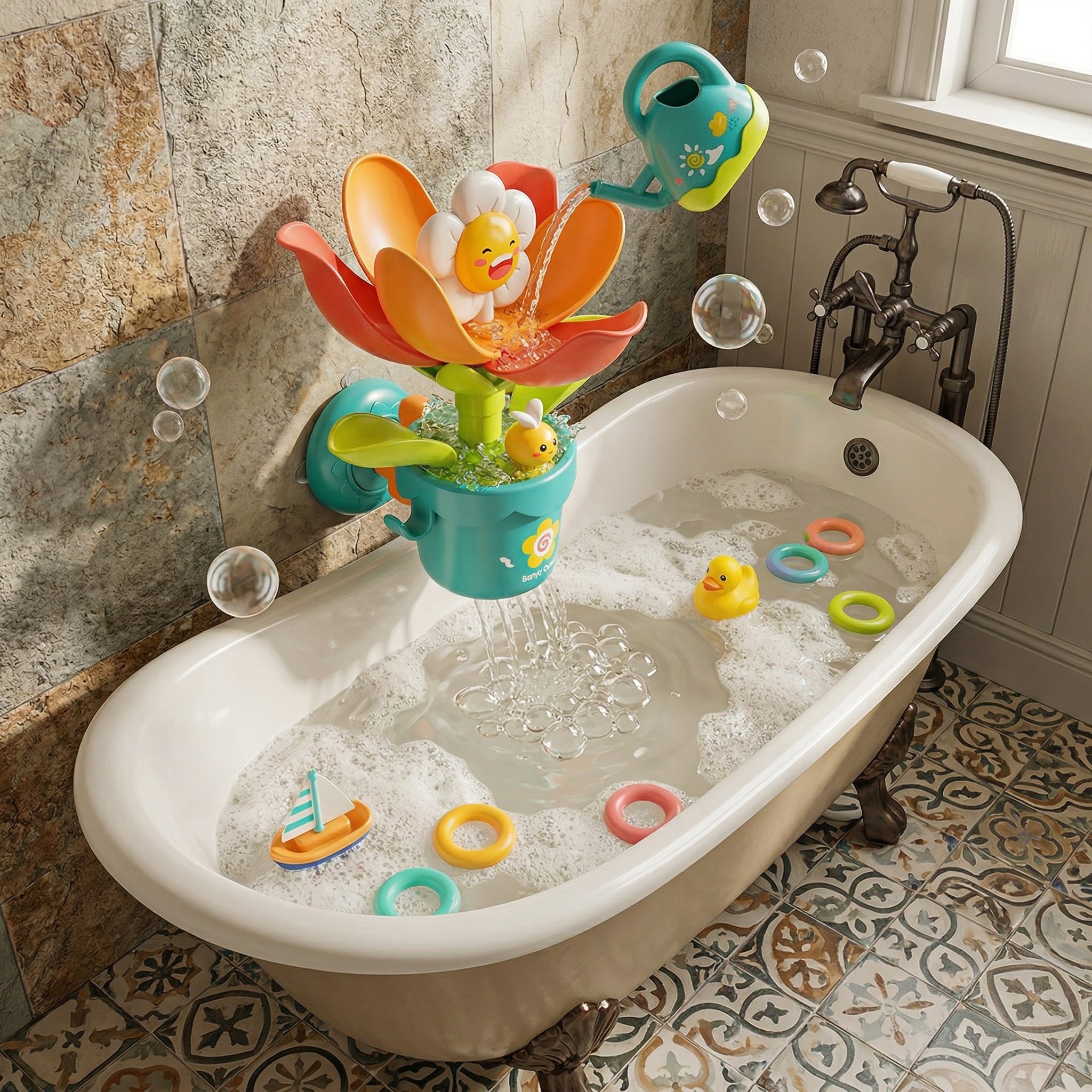 Blooming Flower Waterfall Baby Bath Toy - Image 3