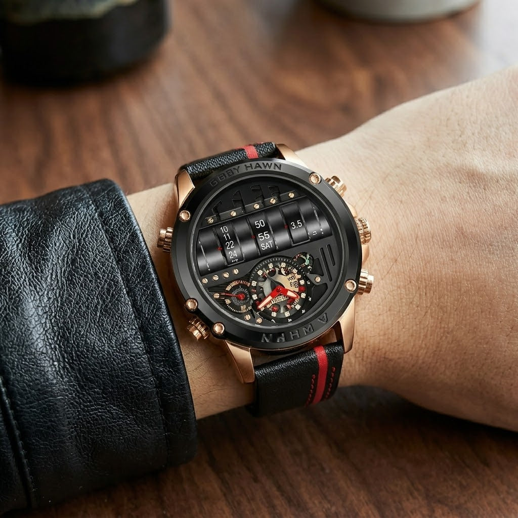 Time Capsule Rotating Calendar Engine Dial Watch - Image 3