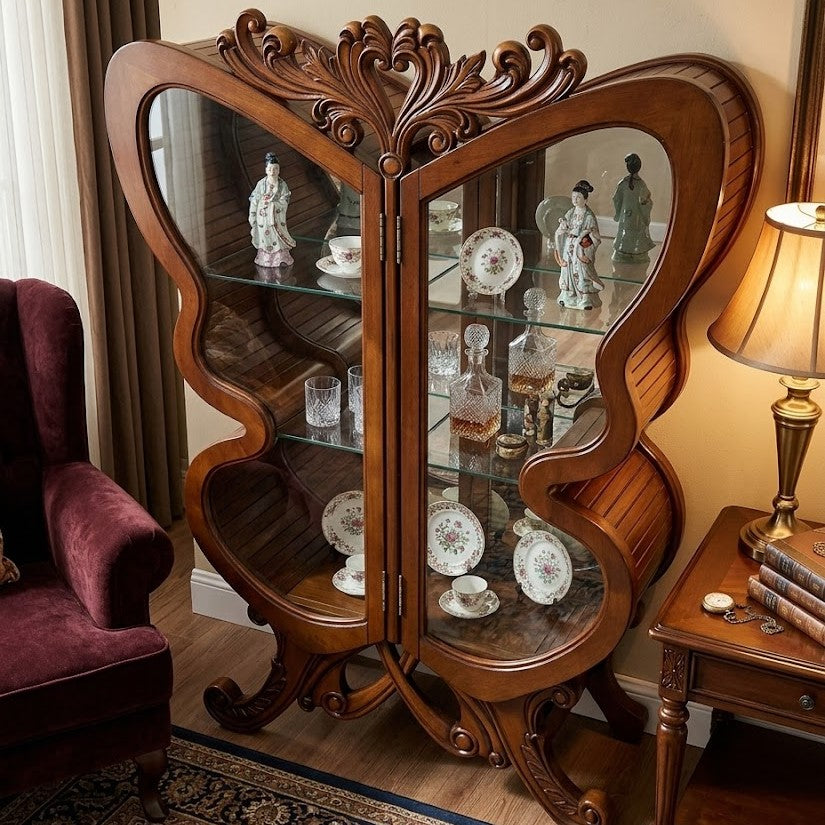 Butterfly Wing Wooden Wine Cabinet - Image 1