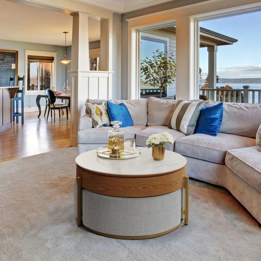 Ottoman Seating Liftable Wooden Coffee Table Set - Image 3