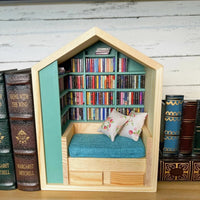 Wooden Library House Reading Nook Miniature - Image 0