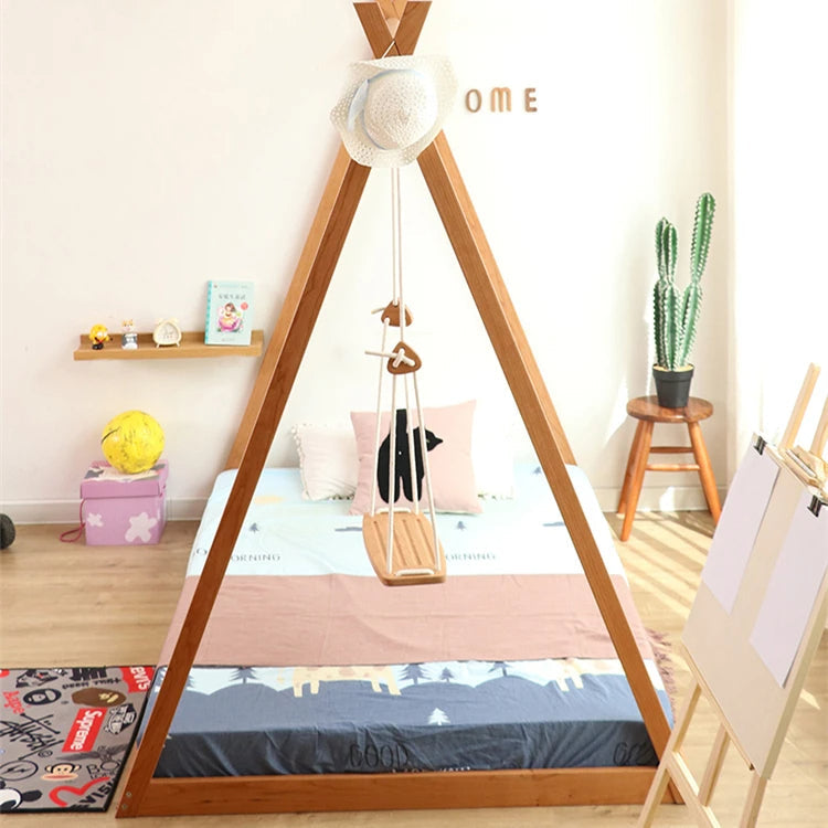 Indoor Playground Wooden Swing Kids Floor Bed - Image 6