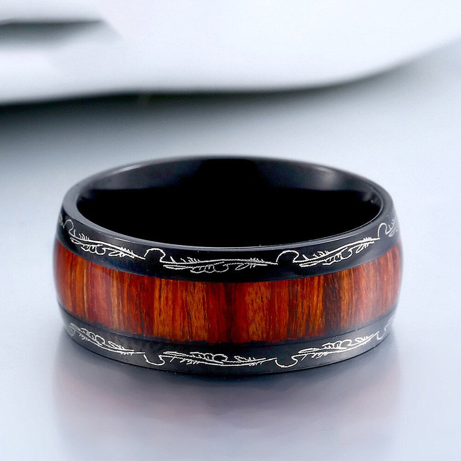 Titanium Stainless High Polished Red Woodiness Rings - Image 3