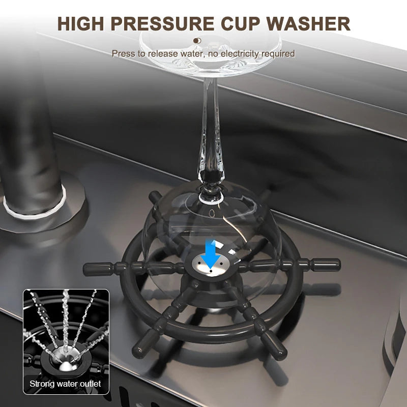 Hidden Cup Washer Sleek Stainless Steel Mini Sink - Image 2