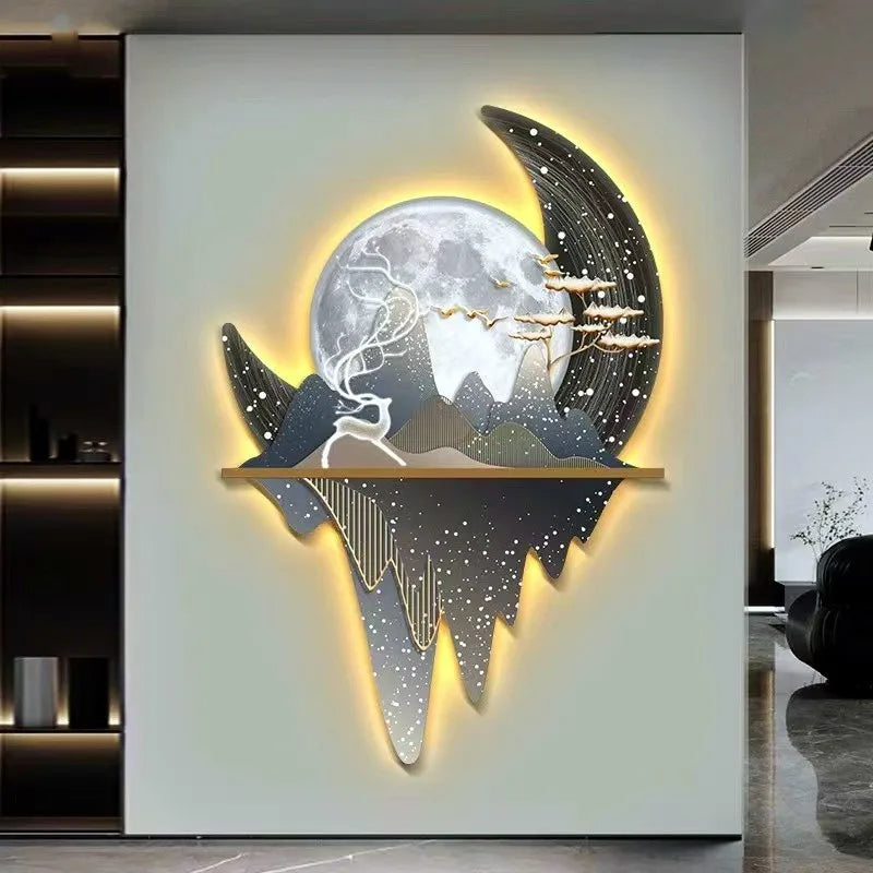 Mystical Forest Moon Glow Landscape LED Wall Canvas Art - Image 3