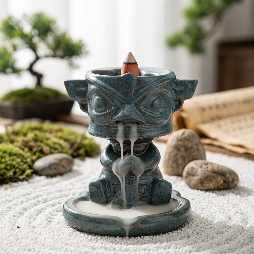 Ancient Mask Waterfall Incense Burner Holder - Image 5