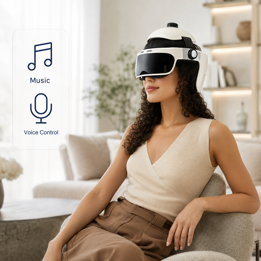 Wiederaufladbarer elektrischer Heizkopf-Augenmassage-Helm