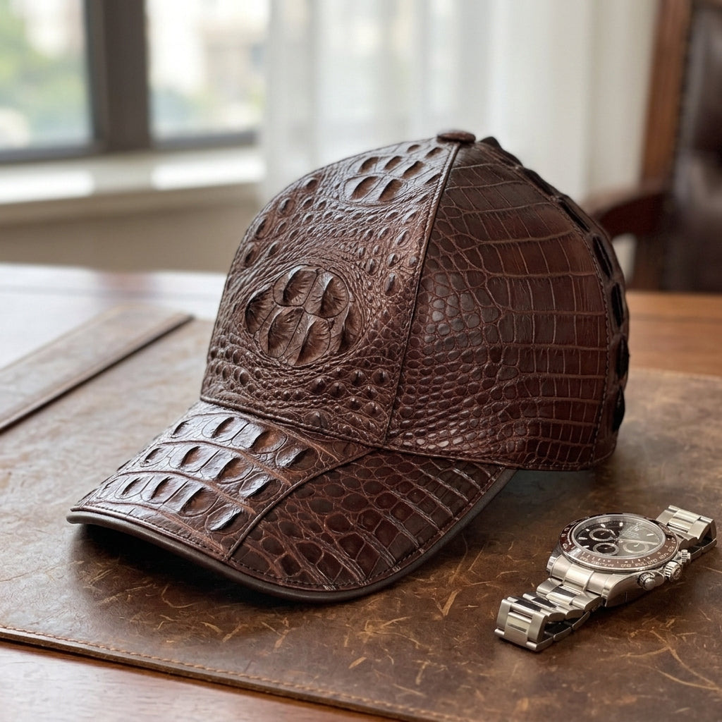 Crocodile Texture Leather Baseball Cap · Mavigadget