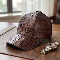 Crocodile Texture Leather Baseball Cap - Image 3
